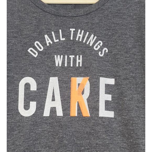 Old Navy Long Sleeved T-Shirt Womens X-Large Gray Do All things with Care/Cake - Picture 2 of 7